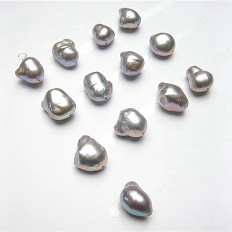 gray grey color bracelet pearl bangle semi baroque tear drop irregular shape natural Cultured freshwater pearls for women 5