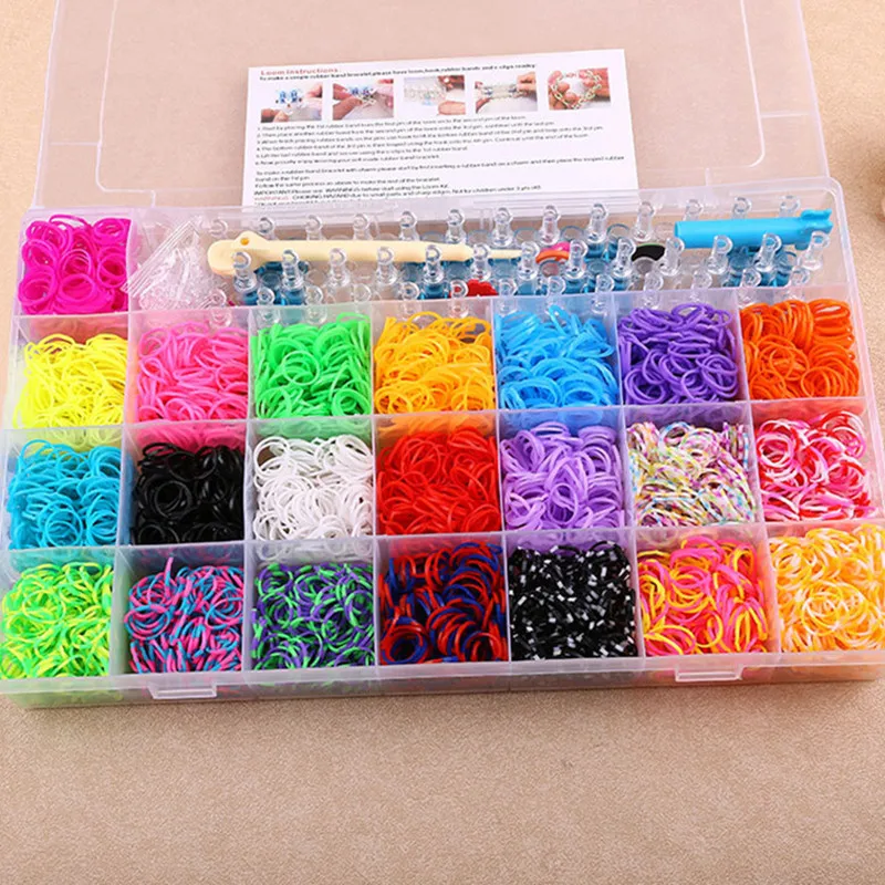 DIY Rainbow Charms Kit Loom DIY Braided Bracelets Jewelry Findings Rubber Bands Weaving Wristband Machine Gift Box Multifunction