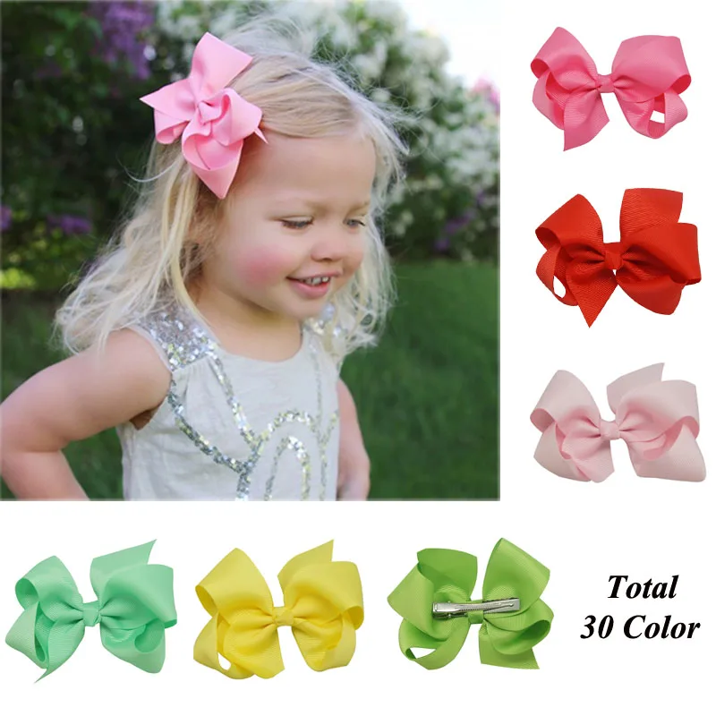 Free Shipping 30 Pcs/lot 4" Solid Hair Bow With Clip For Baby,Boutique