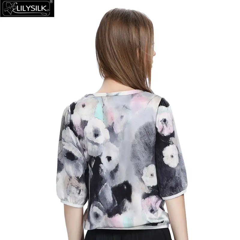 Lilysilk Блуза женская 100% шелк чистый цветочный Blusas 19 Momme рукав 3 четверти рисунок