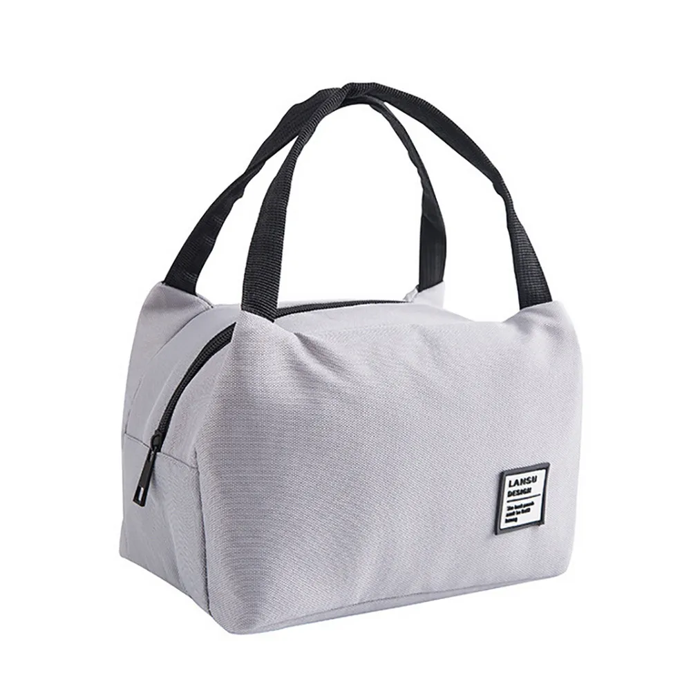 Портативный Ланч-мешок Термоизолированный Ланч-бокс большая сумка-охладитель Bento мешок ланч-контейнер школьные сумки для хранения еды - Цвет: Серый