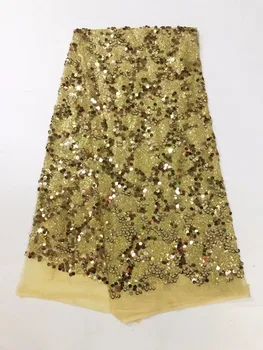 

Multi-color sequined lace fabrics, 2018 African lace fabrics, with sequins high quality sequined fabrics, big holiday party dres