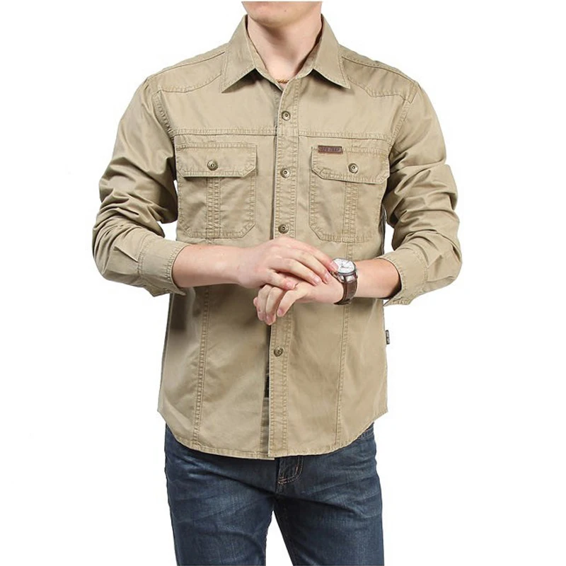 Tactical Shirt Men Clothes 2019 Spring Autumn Military Dress Shirt Mens