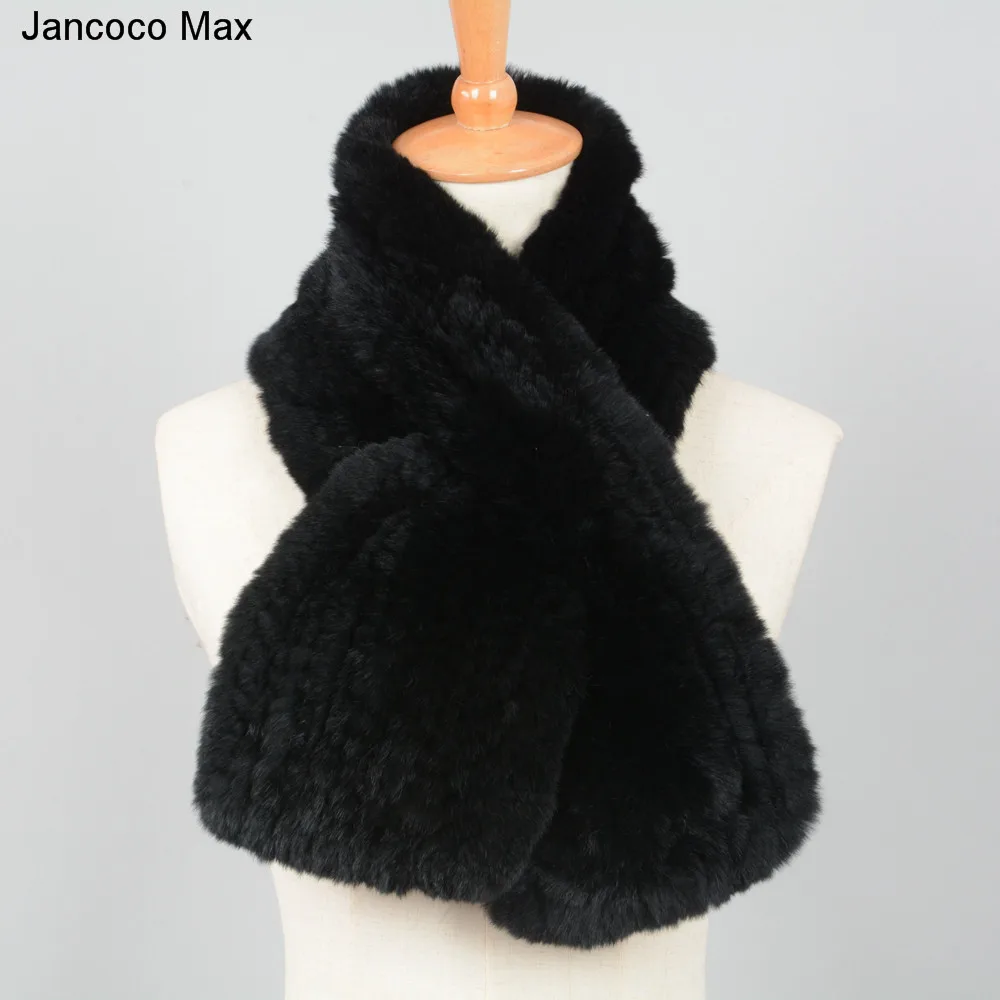 Jancoco Max толстый вязаный Настоящий мех кролика шарф леди Мода Стиль Повседневный глушитель шеи теплые шали женщин S7128