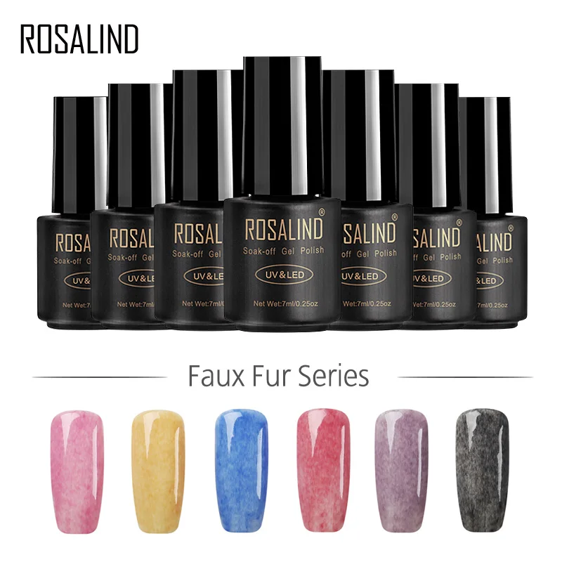

ROSALIND Gel 1S7ML Faux Fur P01-12 Gel Nail Polish Nail Extension UV LED Gel Varnish Design Of Nail All For Manicure Primer Tops