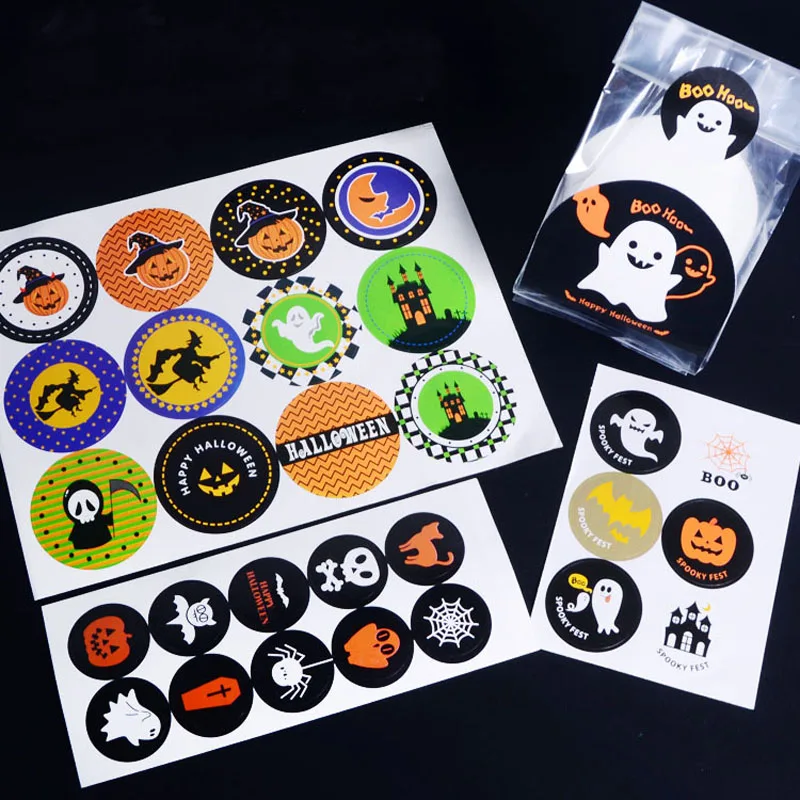 

Leeiu 10 Sheets Pumpkin Ghost Selft-adhesive Stickers Halloween Party Decorations Kraft Sealing Stickers Paper Crafts