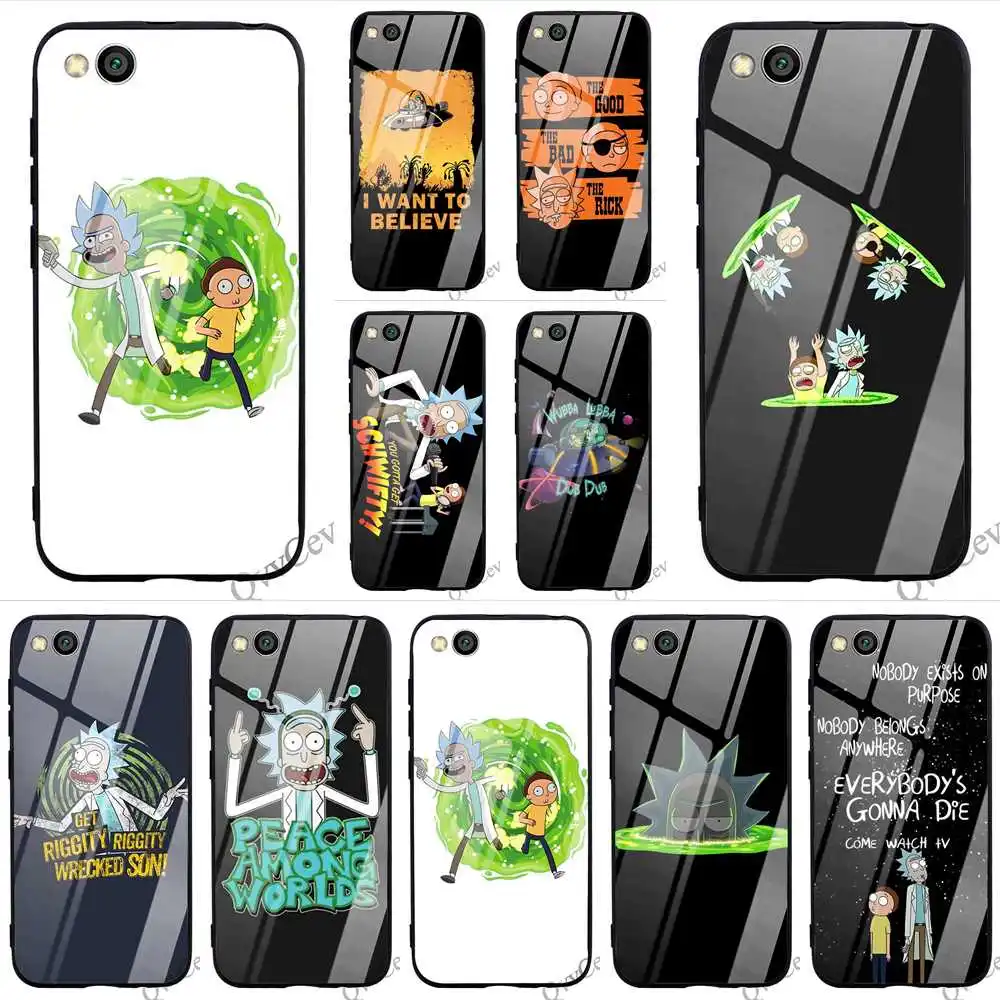 

Hybrid Rick And Morty Tempered Glass Phone Cover for Xiaomi Redmi Note 5 Case A1 A2 9 Mi 8 Lite F1 4X 6A 7 Pro 6 Shell