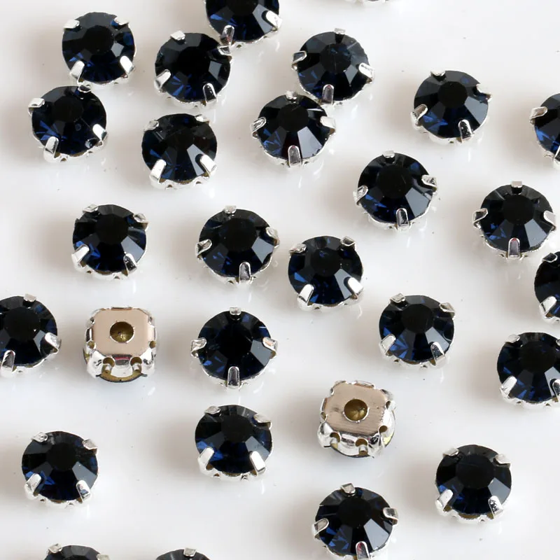 200 шт 5 мм SS24 стекло Серебряное основание Стразы прозрачный кристалл AB смешанные цвета пришить коготь из горного хрусталя шитье DIY аксессуары для одежды - Цвет: dark blue