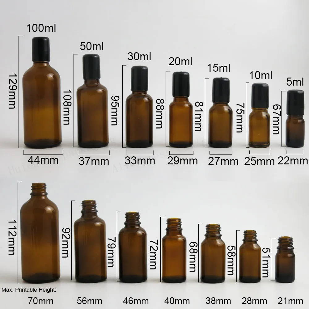 5 мл 10 мл 15 мл 20 мл 30 мл 50 мл 100 мл янтарная Стекло ролик на флакон духов 1/6OZ 1/3OZ 1/2OZ 1OZ коричневый Стекло шарик ролика контейнеров