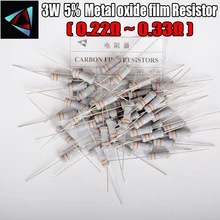 15pcs 5% 3W Metal oxide film Resistor 0.22 0.24 0.27 0.3 0.33 ohm Carbon Film Resistor