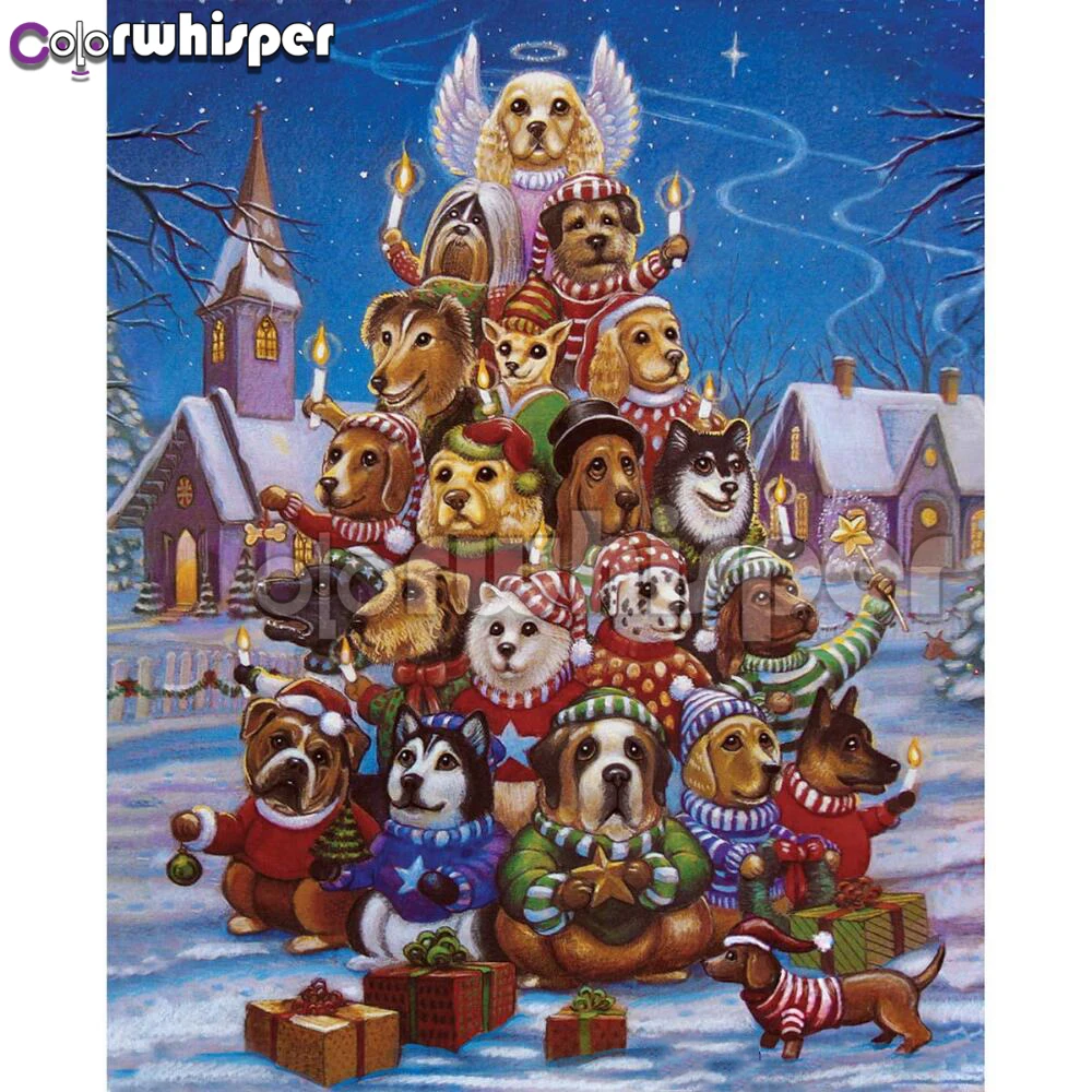 

Diamond Painting Full Square/Round Christmas Present Dog Gift Tap ZooSanta's QuestDaimond Painting Embroidery Cross Stitch 098XP