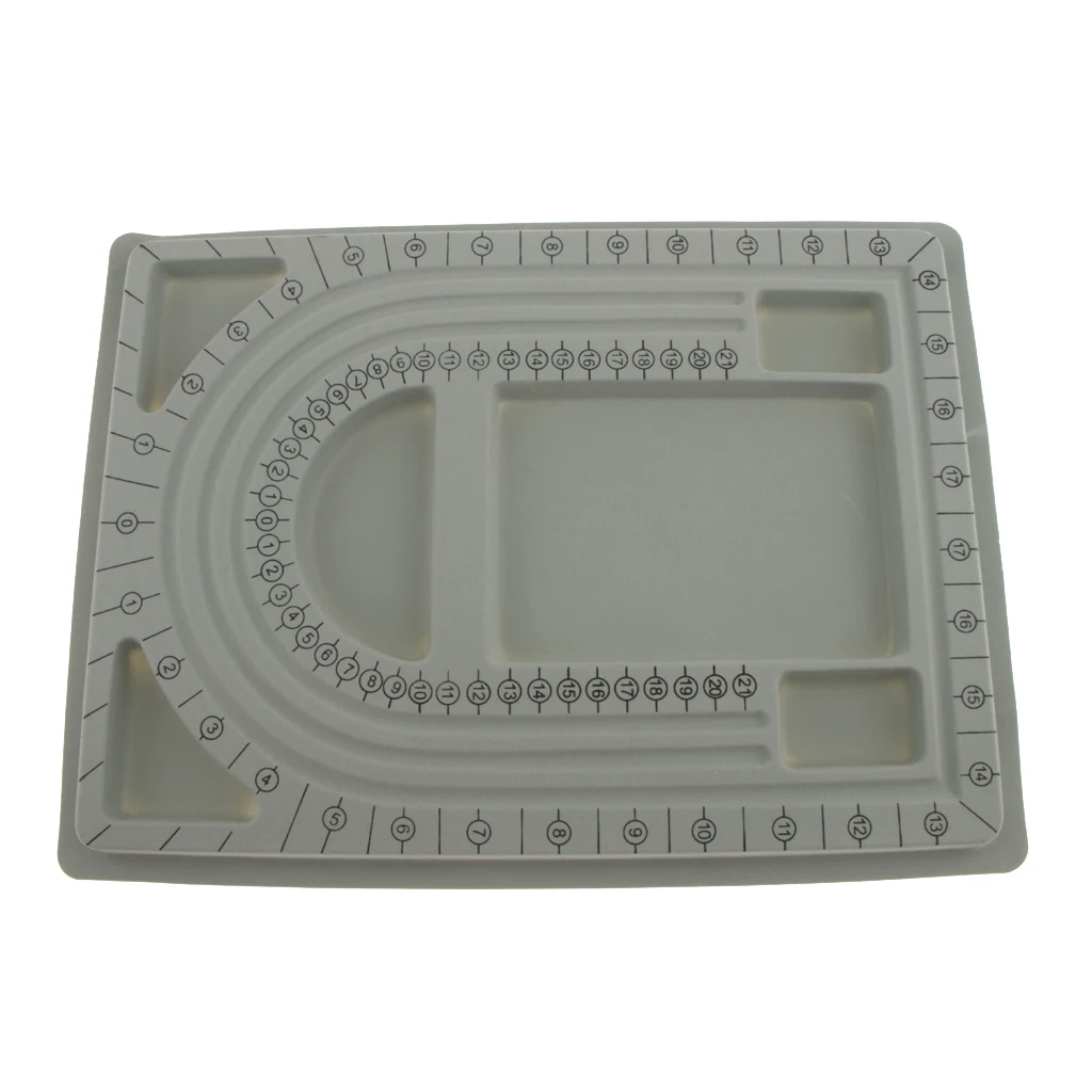 Plastic Flocked Beading Bead Board Bracelet Design Tray Jewellery Making DIY Craft Tool Gray 33 x 24 cm