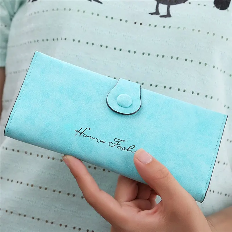 

Case Coin Purse Gifts For Girls Cartera Women Scrub PU Letters Long Wallet Ladies Candy Colors Sweet ID Card Holder