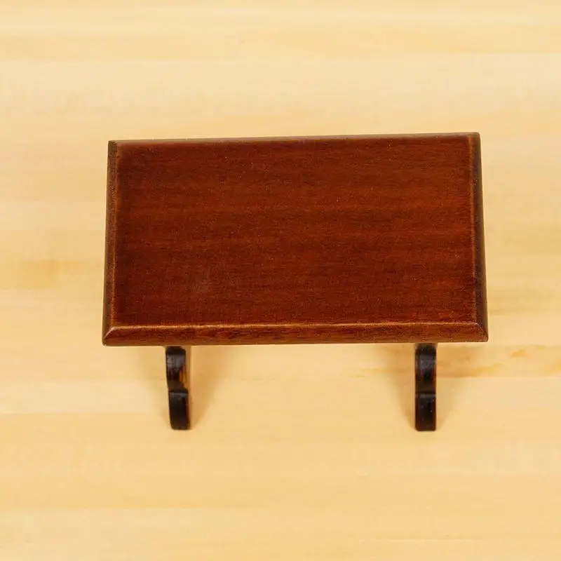 Dongzhur Miniature Dollhouse 1:12 Mini Retro Small Side Stool Mini Furniture Doll House Accessories Wood Toy House Small Bench