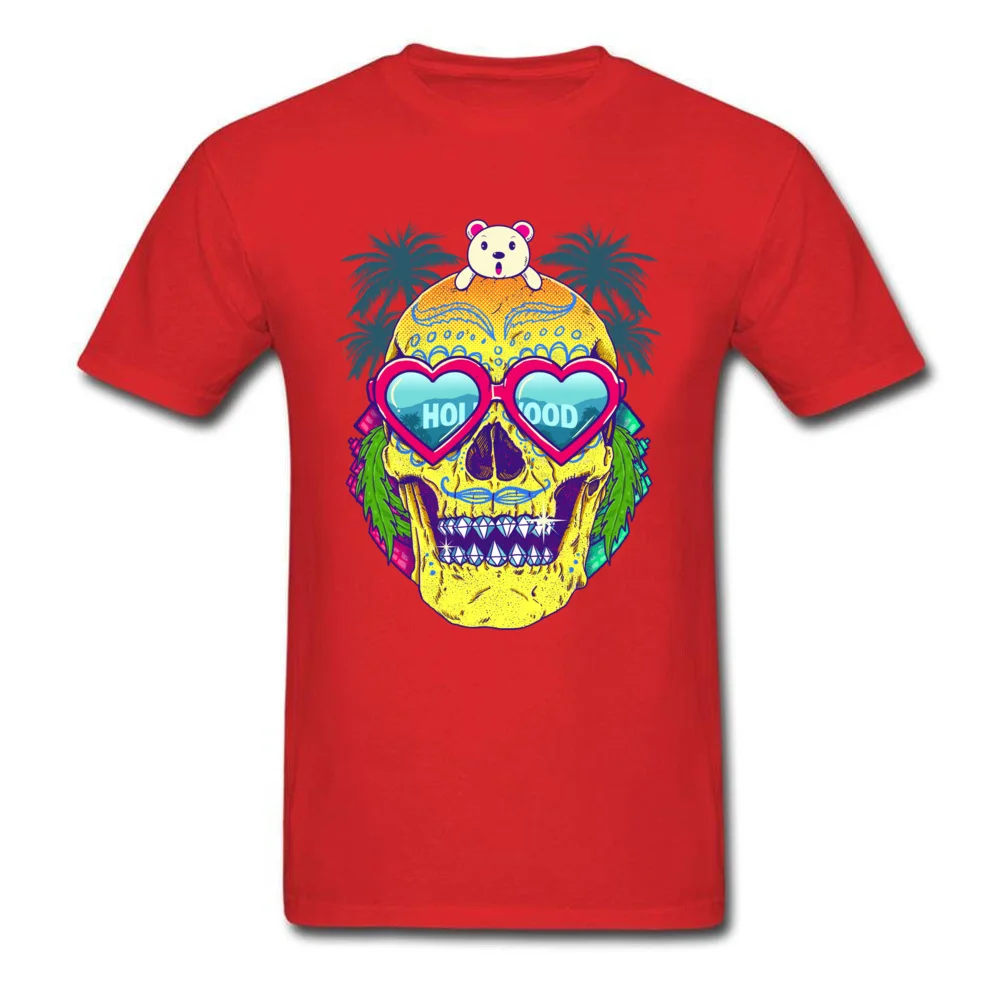 Normal Short Sleeve Tops T Shirt Summer Crew Neck 100% Cotton Men's T-shirts Goes To Hollywood Normal Tee-Shirts Funny Goes To Hollywood red