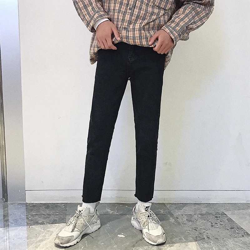 2018 осенние и зимние новые мужские повседневные штаны Тонкий корейской версии ноги джинсы Синий/Черный M-2XL; Бесплатная доставка почтой