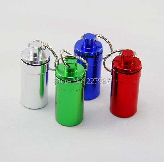 Mini keychain round aluminum pill bottle travel aluminum pill box