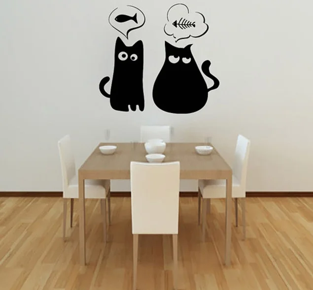 

Cute Cats Wall Sticker Vinyl Kichen Decor Wall Mural Free Shipping Art Decorative Wall Mural For Bendroom Kids Room Decor Y-696