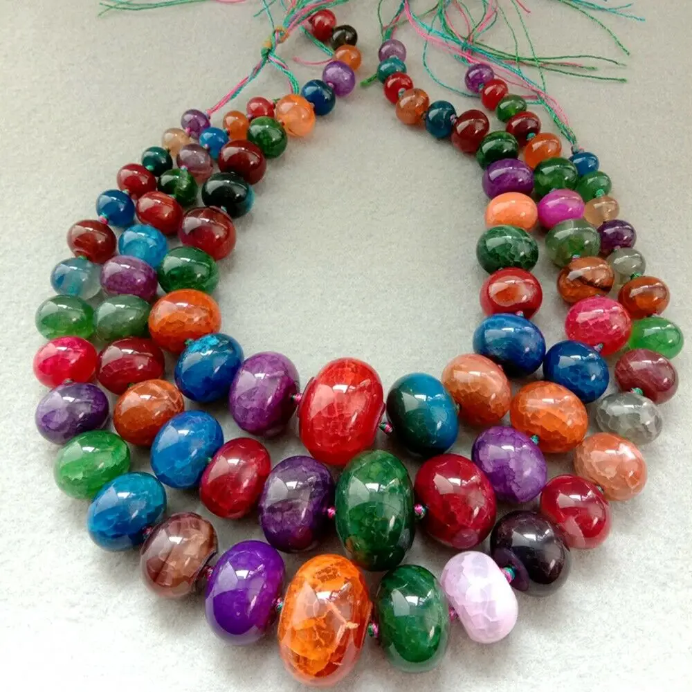 

12-30mm mixed Color dragon vein Stone rondelle Graduate polishing raw 18.5
