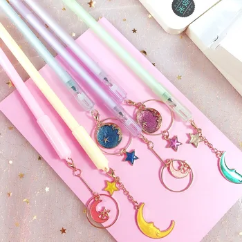 

36pcs/lot Creative Star Moon Pendant Candy Color Gel Pens Sign Pens School Office Supplies Party Gifts Stationery Water Pen