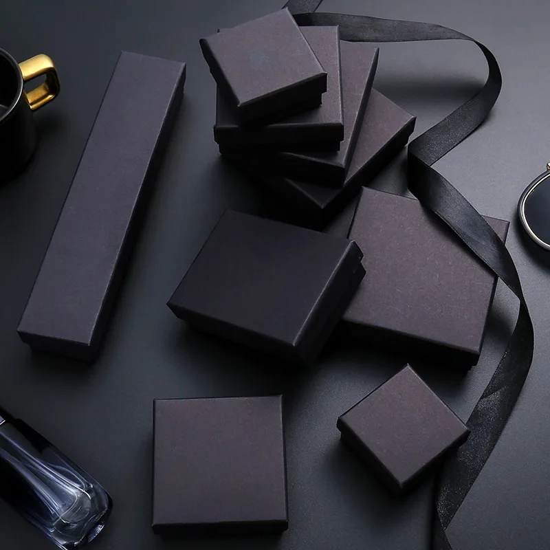 

Simple Fashion Jewelry Gift Box Necklaces Earrings Bracelets Boxes Classic Black Gift Packing Display Box Handmade Wholesale