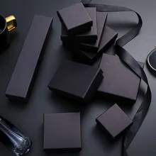 

Simple Fashion Jewelry Gift Box Necklaces Earrings Bracelets Boxes Classic Black Gift Packing Display Box Handmade Wholesale