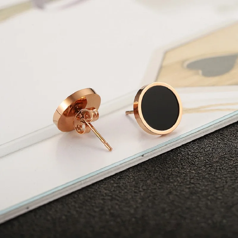 Stud Earrings 2Pcs/1Pair Stainless Steel Round Shaped Butterfly Clasp Push Earrings
