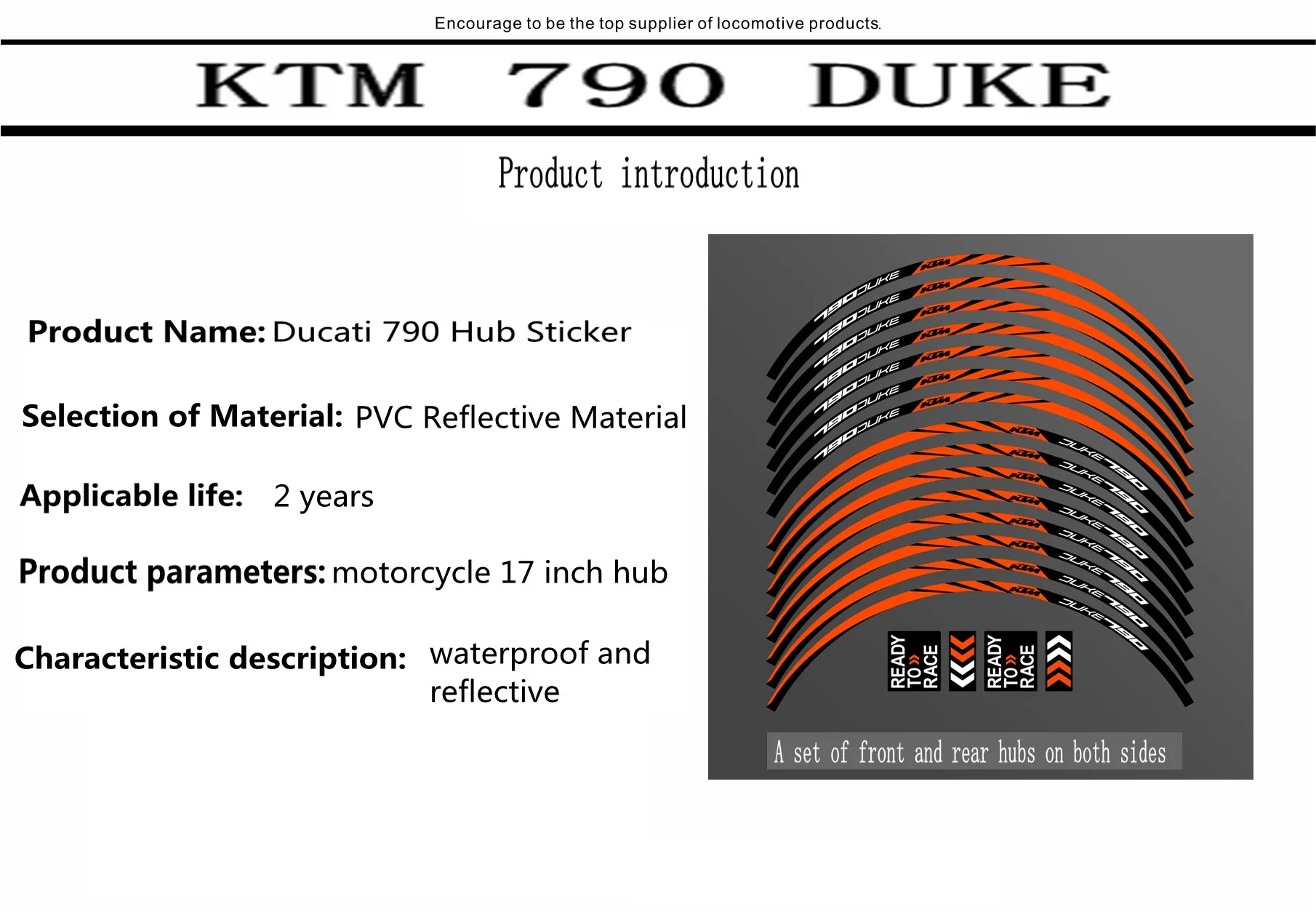 Водонепроницаемый светоотражающий стикер для мотоциклов KTM 790 DUKE, индивидуализированные наклейки на колеса, светоотражающие ободные полосы
