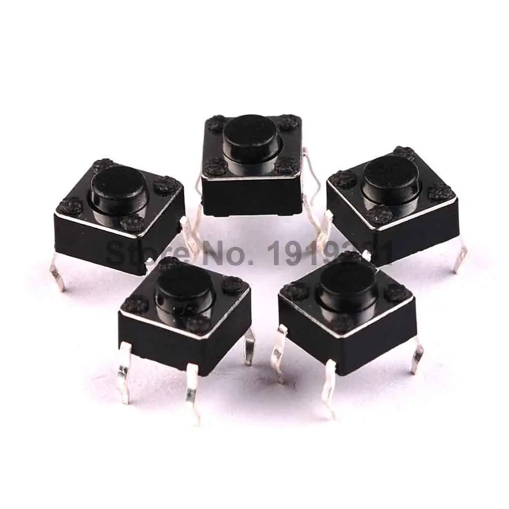 

50PCS 6x6x4.3MM 4PIN Tactile Tact Push Button Micro Switch Direct Plug-in Self-reset DIP Top Copper
