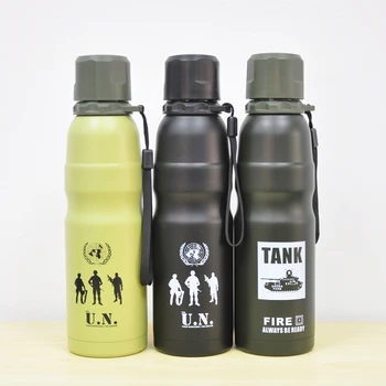 

2018 New 500 Ml Stainless Steel Water Bottle For Outdoor Camping Army Thermos With Rope