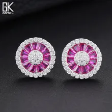 GODKI изящные круглые серьги-гвоздики из стерлингового серебра S925 пробы для женщин, свадебные разноцветные циркониевые фианиты CZ Дубай, свадебные серьги в богемном стиле