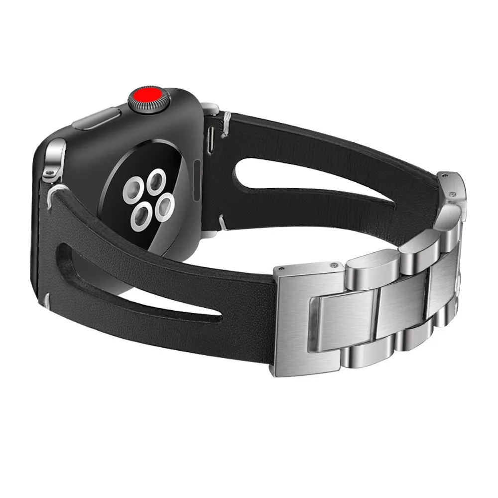 Черный кожаный ремешок для часов Bemorcabo Apple Watch 3 2 1 серия 42 мм 38 аксессуары