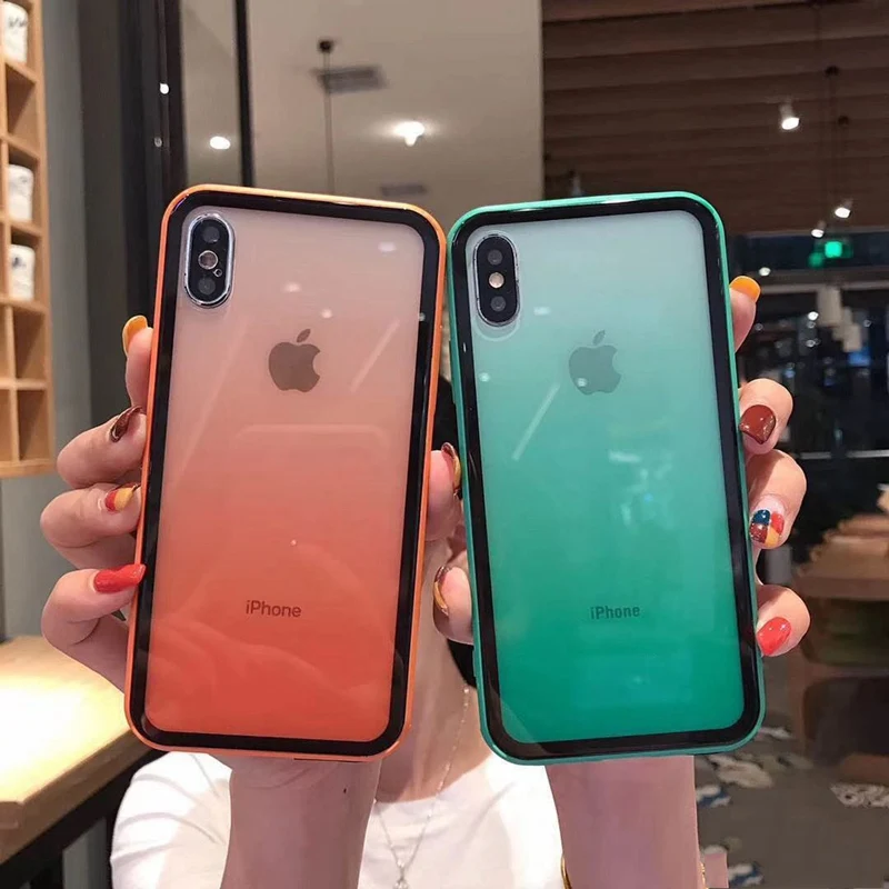 

Tempered Glass Case For iPhone XS Max Case XR Luxury Cover Funda For iPhone XR X 6 6S 7 Plus 8 Plus Rainbow Protector Cases