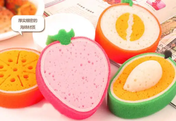 

1 PCS Cleaning Sponge And Scourer Fruits Shape Orange Mango Cantaloupe Strawberry Car Kitchen Pan Bowl Cup Plate Sponge