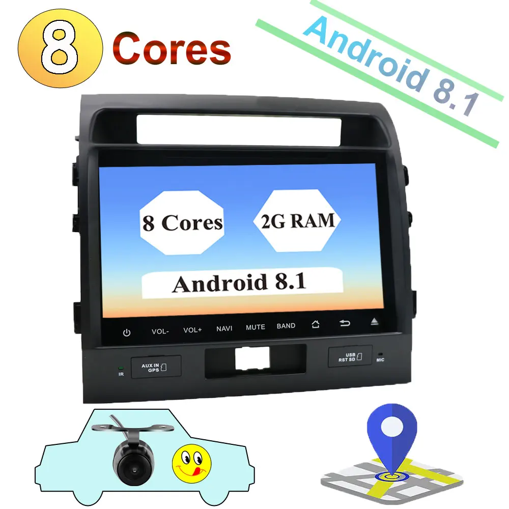 

Octa Cores for Toyota Land Cruiser LC200 Android 8.1 double din Car Multimedia Player 1024*600 IPS Screen Wifi RDS DAB OBD