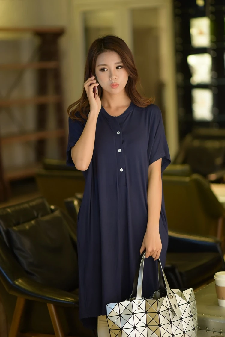 2018 New Fashion Women Nightgown dress for pregnant women Modal Summer Maternity Nursing Clothes short Sleeve maternity pajamas  (2)