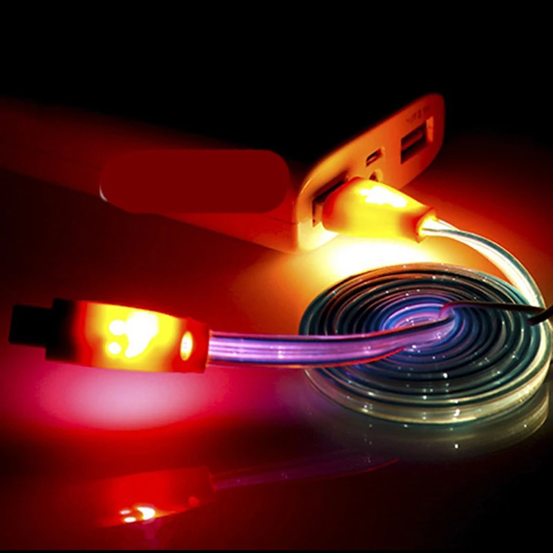 

1M line Micro USB 2.0 for xiaomi huawei Multicolor LED light data cable USB2.0 connector data cable for all Android phones