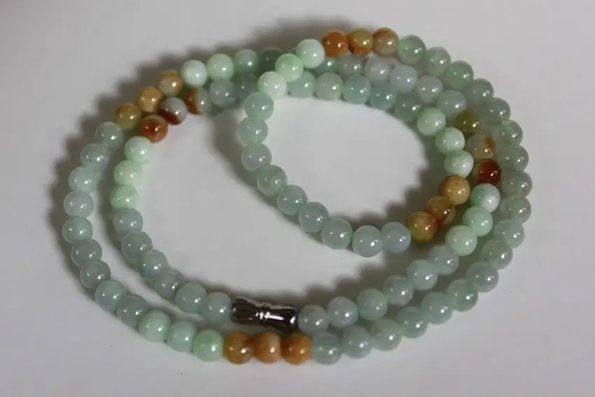 

0283 Beautiful Chinese JADE Round Beads Necklace
