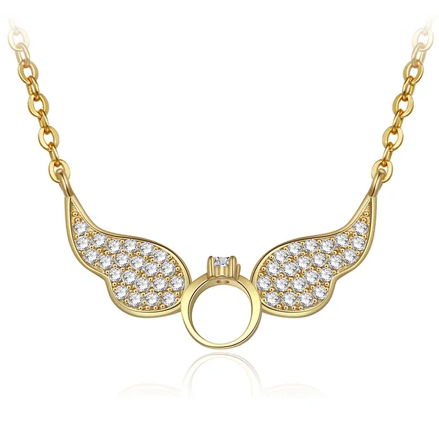 925 Sterling Silver Choker Necklace Jewelry Collier Rhinestone Angel