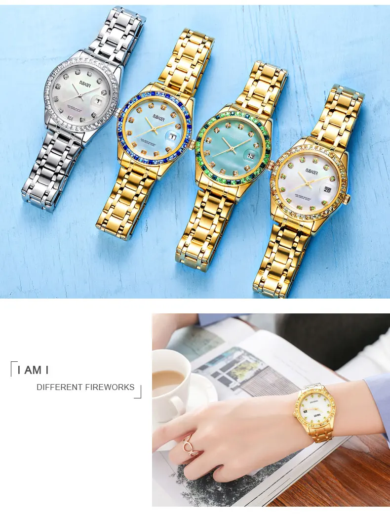 Для женщин часы oubaoer Роскошные Топ бренд браслет Часы Модные Повседневные платья дамы просто Повседневные Часы Relogio feminino