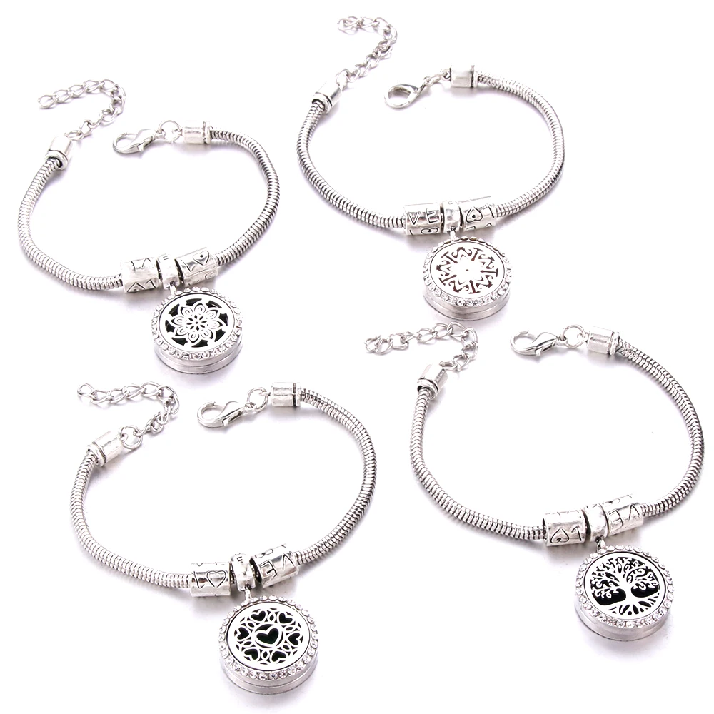 

Mixed style Full zircon Locket Bracelet Bangle Stainless Steel Essential Oil Diffuser Perfume Aromatherapy Aromatherapy Bracelet