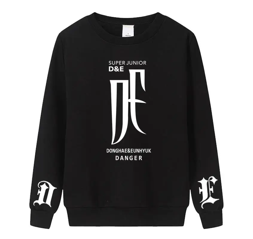 Kpop super junior D & E альбом опасность же печать Круглая горловина пуловер с капюшоном