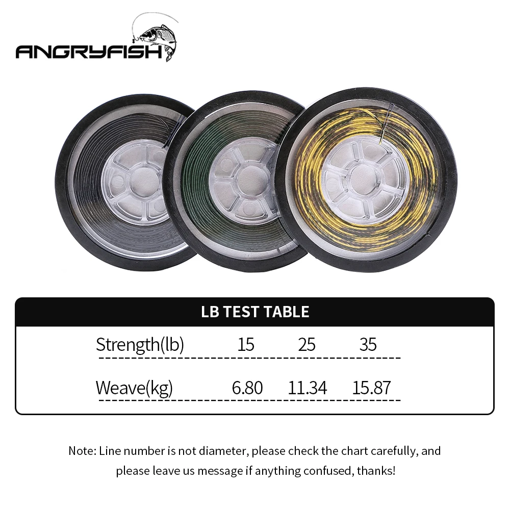 Angryfish 15m Carp fishing line Coated Hook Link 15LB 25LB 35LB Angryfish 15m Carp fishing line Coated Hook Link 15LB 25LB 35LB