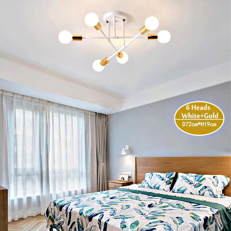  6/8 Head LED Industrial Iron Ceiling Lamp Black/Golden European Minimalist Living Room Lighting 220 - 33043891469