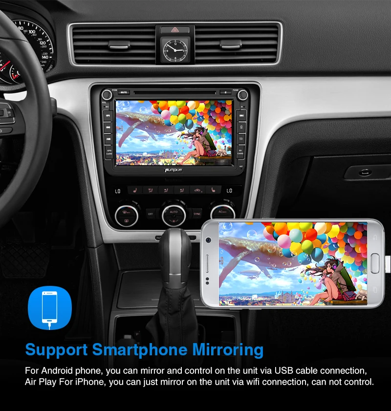 Excellent Pumpkin 2 Din 8"Android 9.0 GPS Autoradio Stereo Car Multimedia Player For Volkswagen/Golf/Skoda 4GB RAM 32GB ROM Wifi OBD2 DAB 4