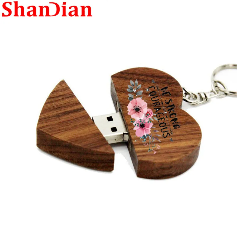 SHANDIAN (более 1 шт. бесплатный логотип) деревянная Usb флеш карта памяти с сердцем