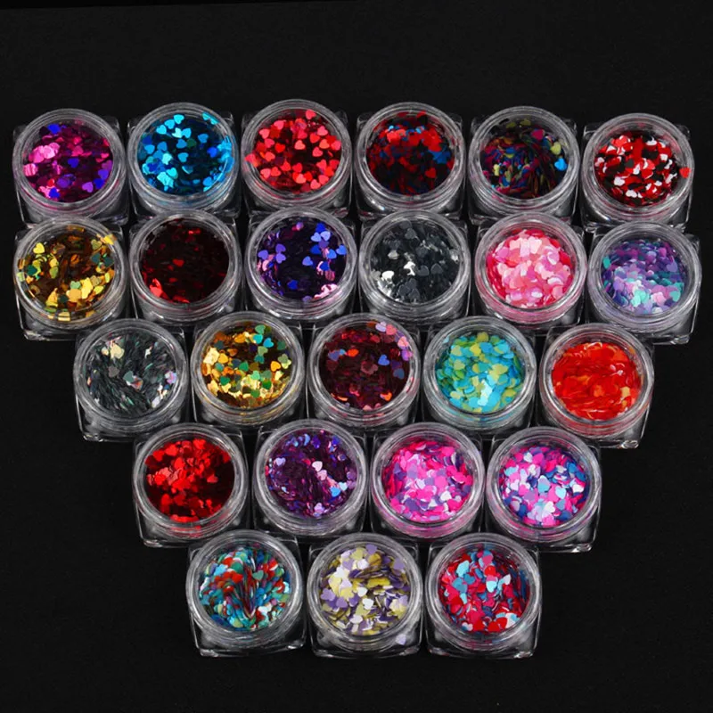 

21 Color Heart Shape Nail Sequins Nail Art Decoration for Women Girls DIY Heart Nail Decorations