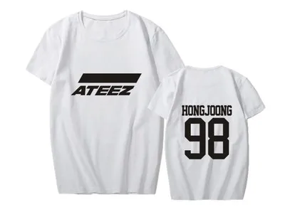 K-pop группа ATEEZ Hongjoong Seonghwa Yunho Yeosang San Mingi Wooyoung Jongho хип-хоп футболка с короткими рукавами и круглым вырезом из хлопка Harajuku - Цвет: HONGJOONG