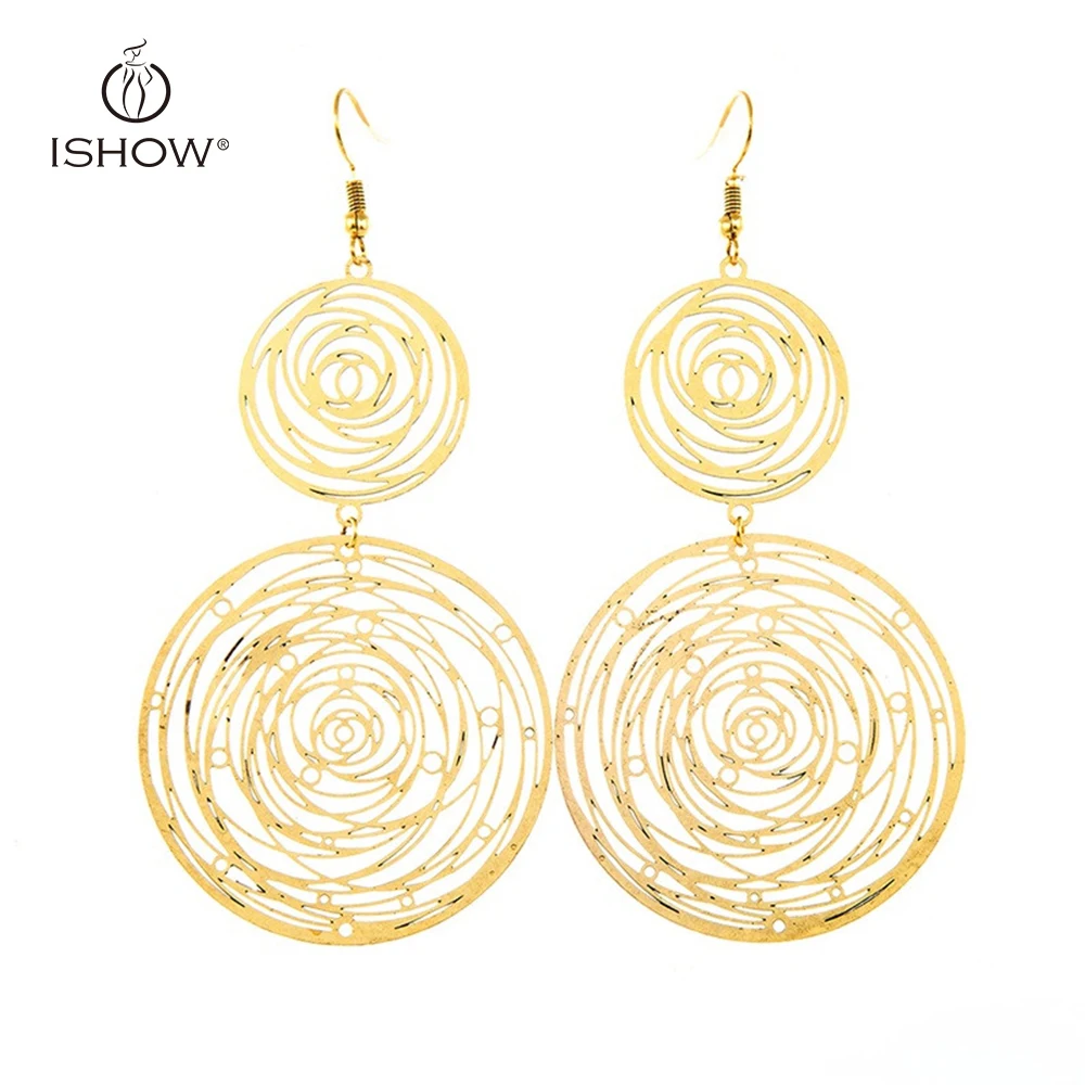 2017 Women Long earrings Golden Hollow Vintage Fashion Jewelry Bohemian Statement Wholesale