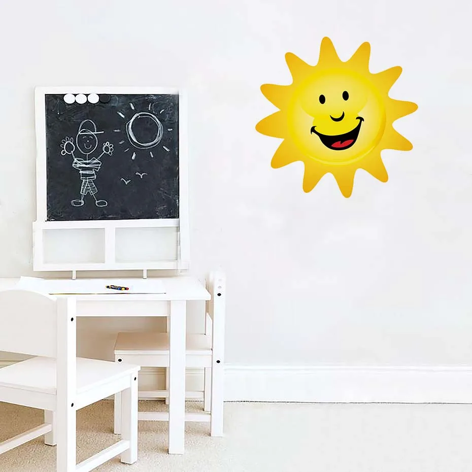 Cartoon Happy Sun Full Color Wall Sticker Decals For Kids Room Removable Waterproof New Design Wallpaper Bedroom Home Decor